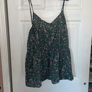 Green floral tank